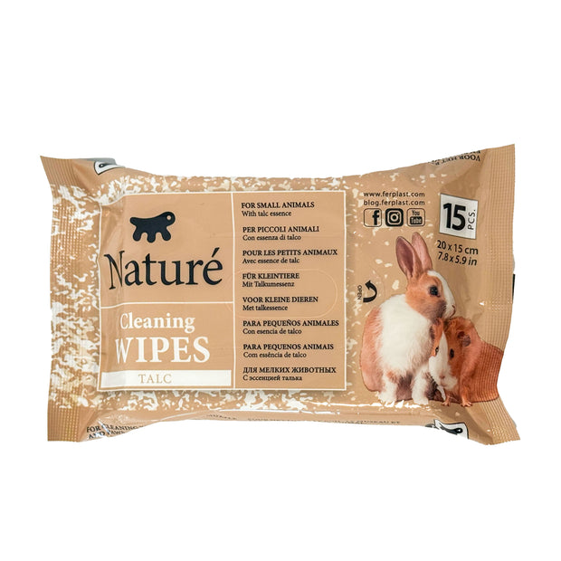 TOALLITAS CON TALCO PARA PEQUEÑOS ANIMALES NATURÉ (X15)