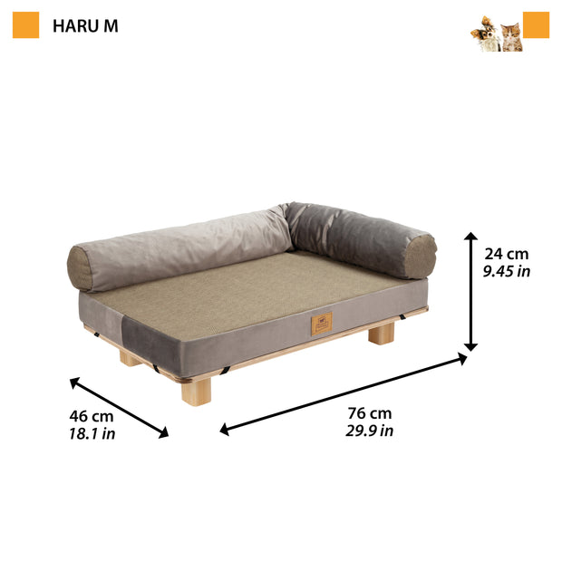HARU Cama de madera para perros y gatos