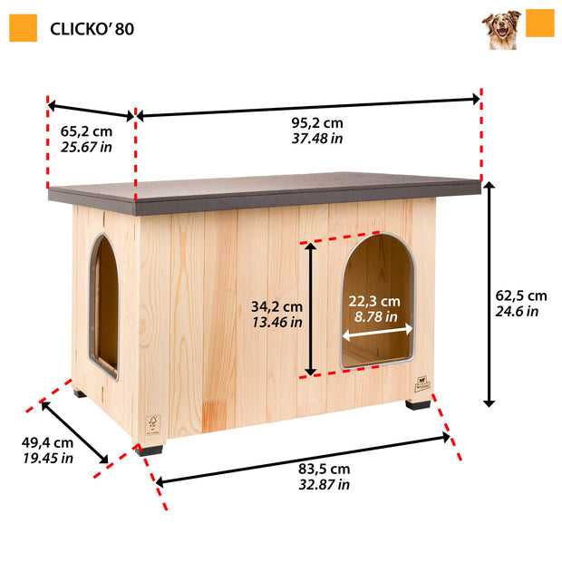 CLICKO Caseta de madera para perros