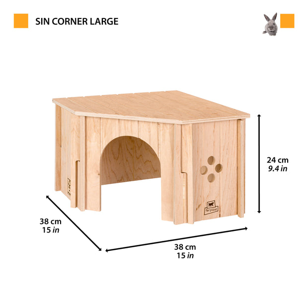 SIN CORNER Casita esquinera de madera para pequeños animales