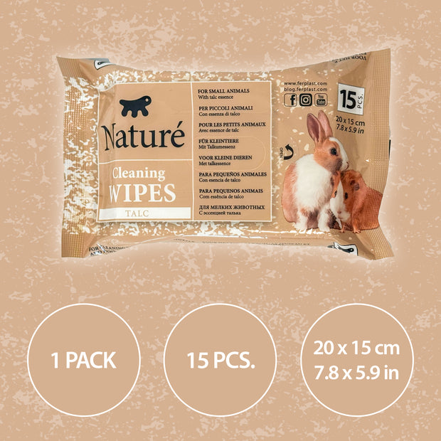 TOALLITAS CON TALCO PARA PEQUEÑOS ANIMALES NATURÉ (X15)