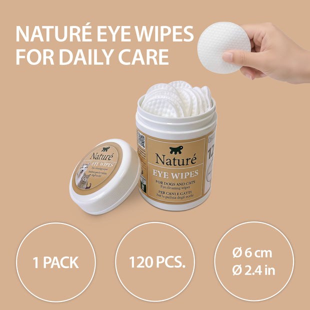 NATURÉ TOALLITAS LIMPIADORAS PARA OJOS – PARA PERROS Y GATOS (x120)