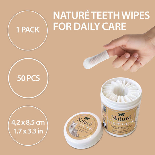 ALMOHADILLAS DENTALES DESECHABLES NATURÉ - PARA PERROS Y GATOS (x50)