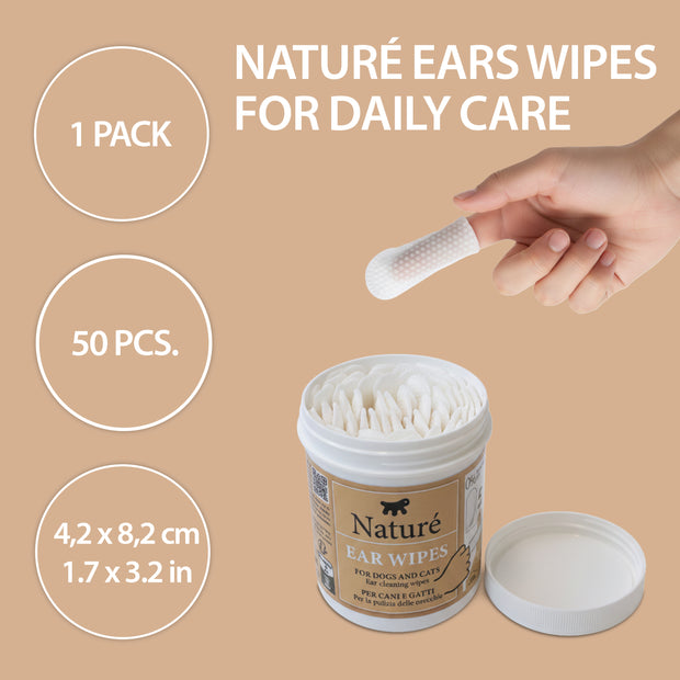 DEDALES DESECHABLES PARA LA LIMPIEZA DE LAS OREJAS DE PERROS Y GATOS (50 unidades) – NATURÉ