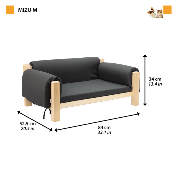 MIZU Cama de madera para perros y gatos