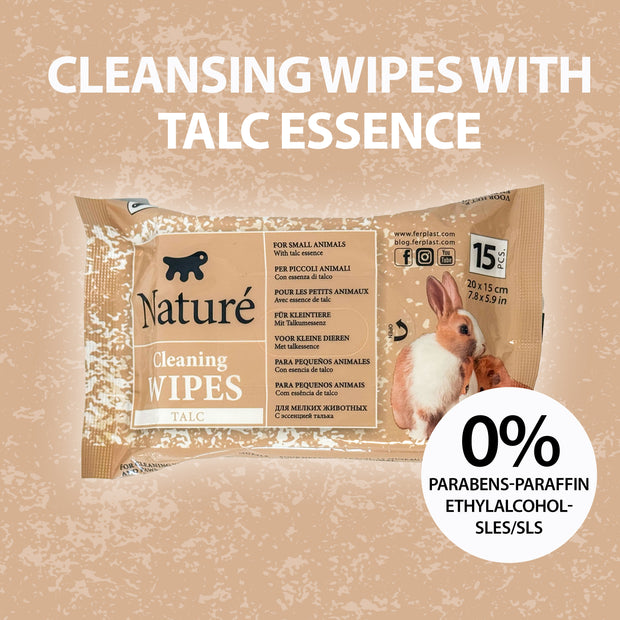 TOALLITAS CON TALCO PARA PEQUEÑOS ANIMALES NATURÉ (X15)