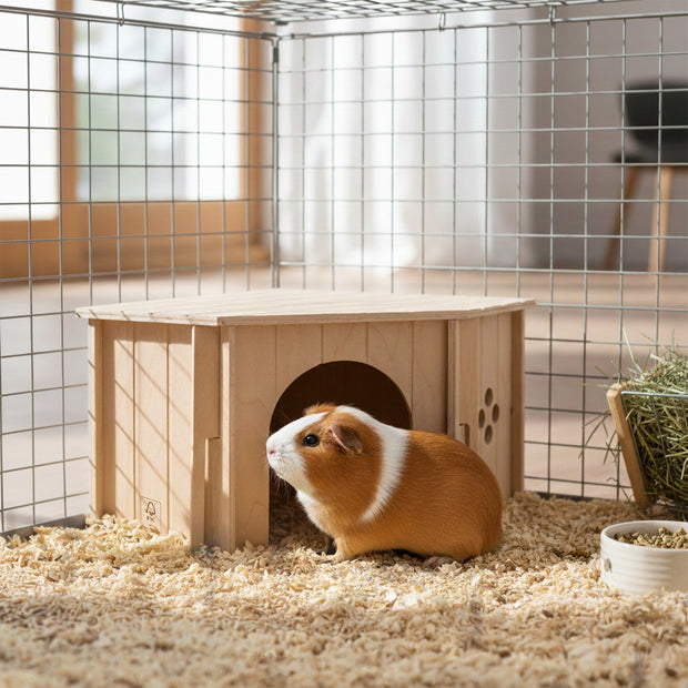 SIN CORNER Casita esquinera de madera para pequeños animales