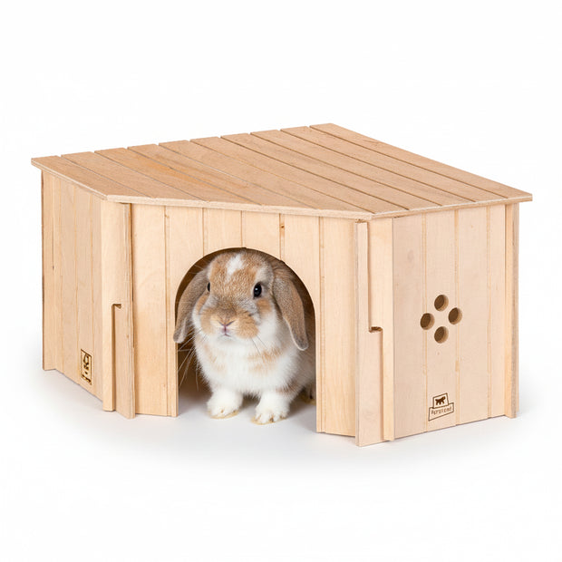 SIN CORNER Casita esquinera de madera para pequeños animales