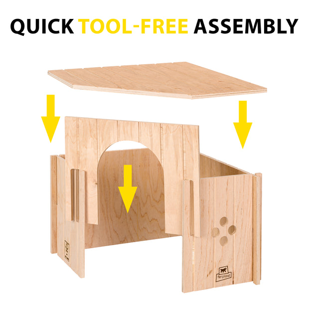 SIN CORNER Casita esquinera de madera para pequeños animales