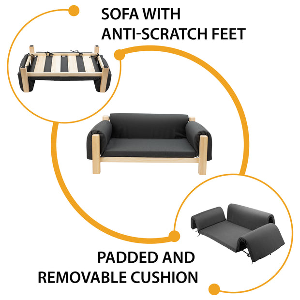 MIZU Cama de madera para perros y gatos