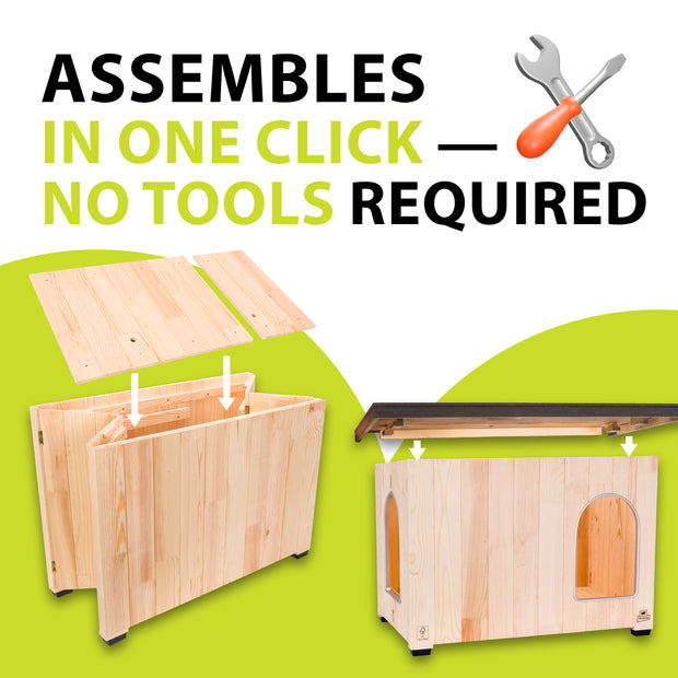 CLICKO Caseta de madera para perros